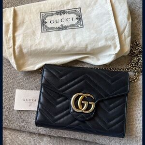 Authentic Gucci GG Marmont wallet on chain